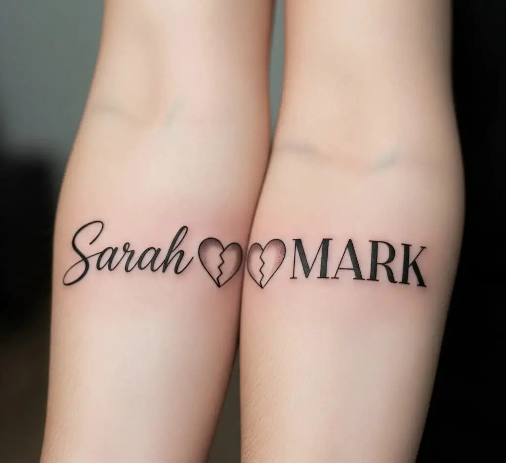 Matching Couple’s Name Tattoos