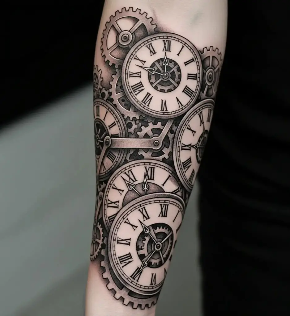 Mechanical Clock Tattoo