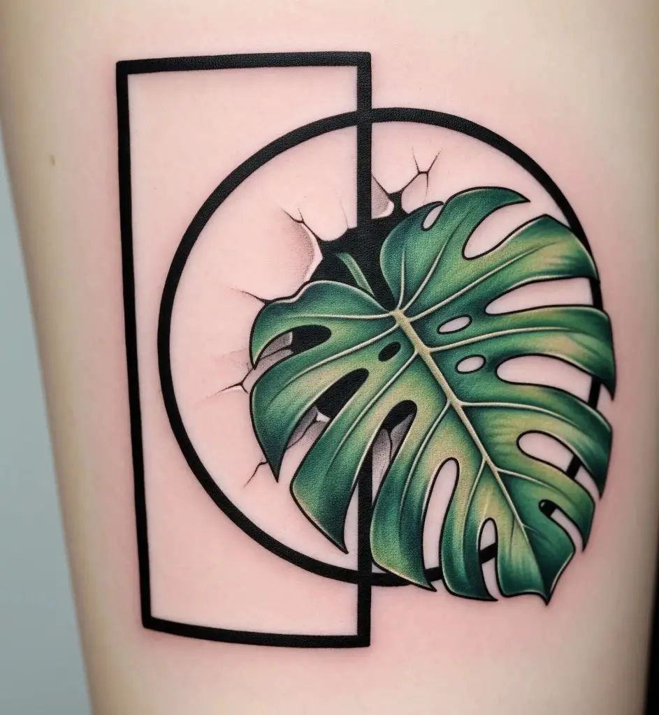 Monstera Frame Tattoo