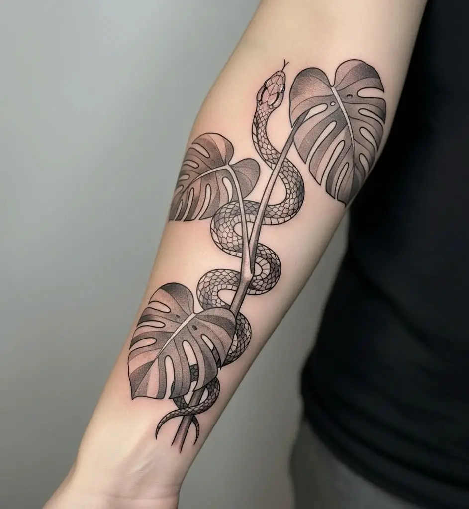 Monstera and Snake