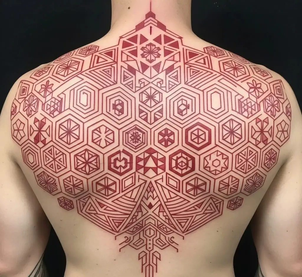 Red Geometric Back Pattern