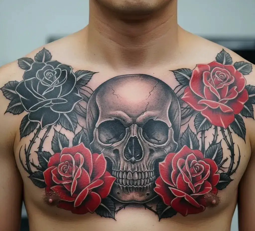 Skull with Roses