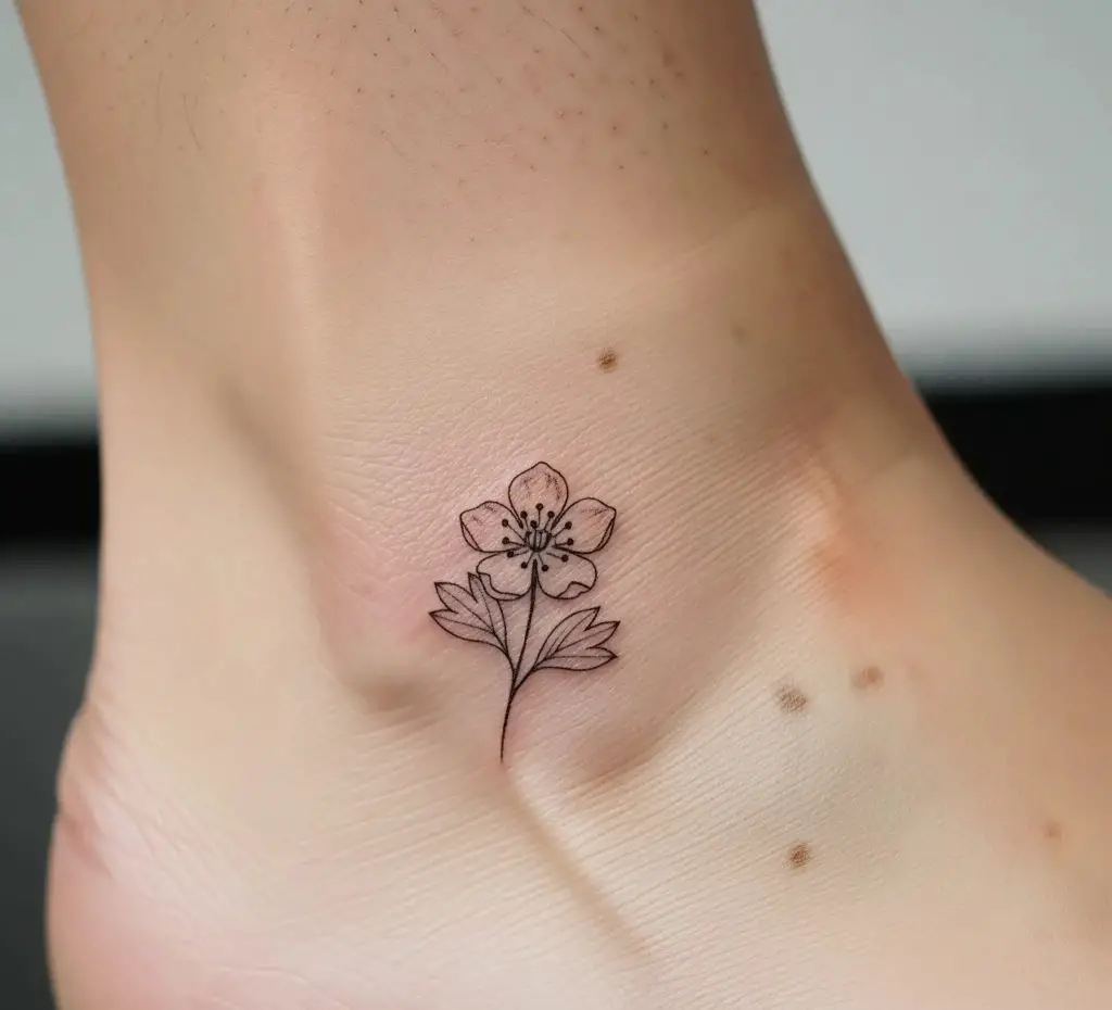 Tiny Hawthorne Flower Tattoo