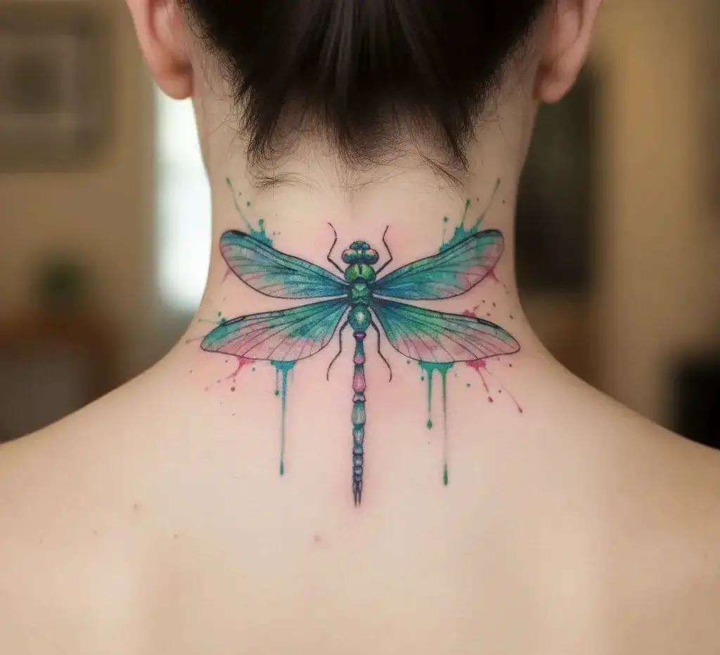 Watercolor Dragonfly Tattoo