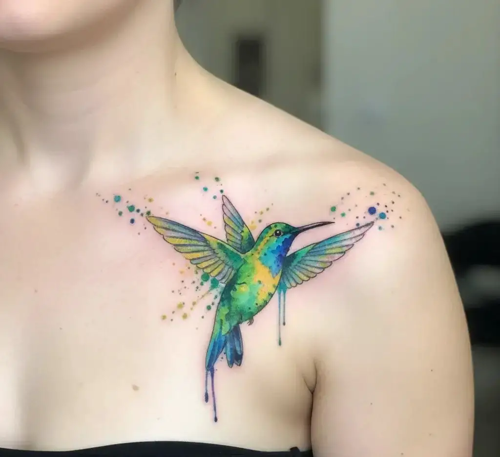 Watercolor Hummingbird Tattoo