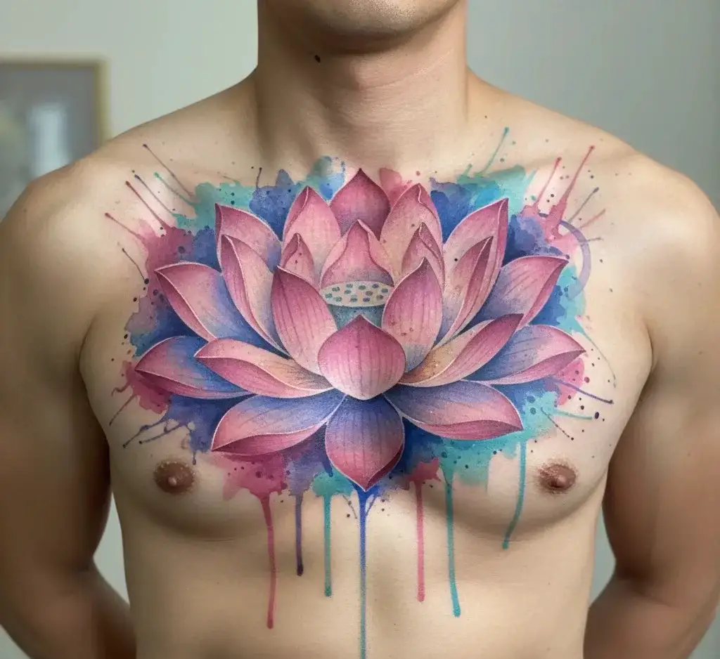 Watercolor Lotus Tattoo