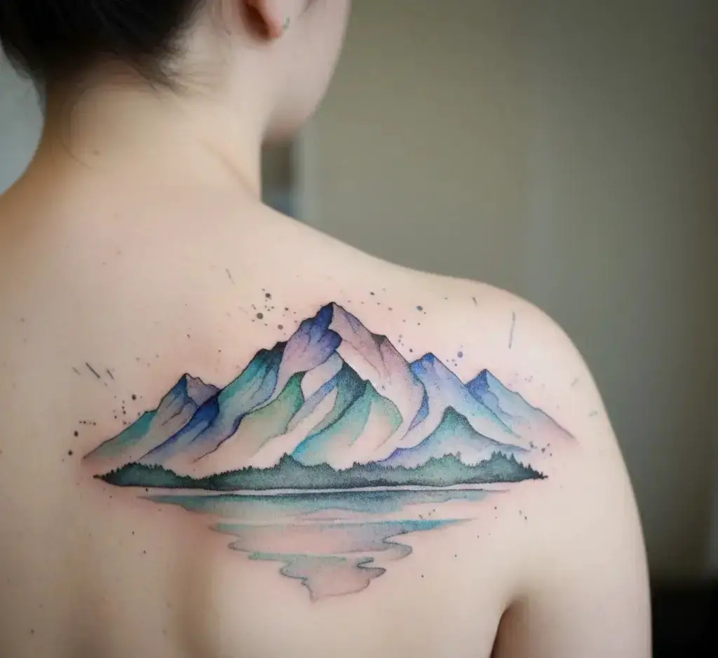 Watercolor Mountain Tattoo