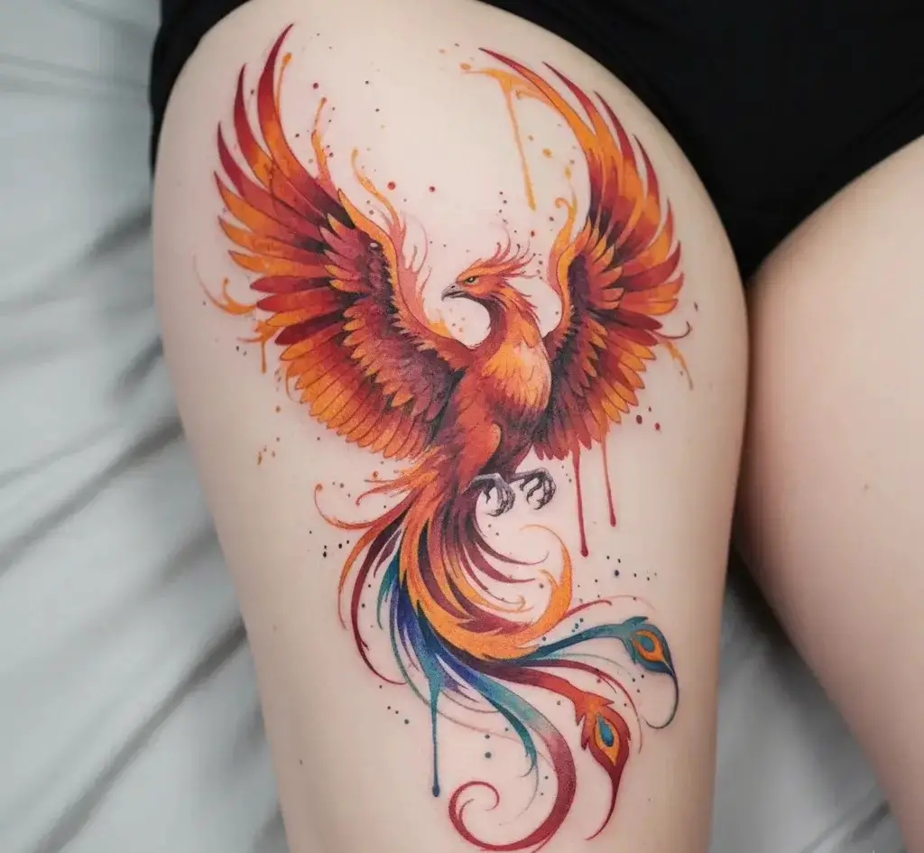 Watercolor Phoenix Tattoo