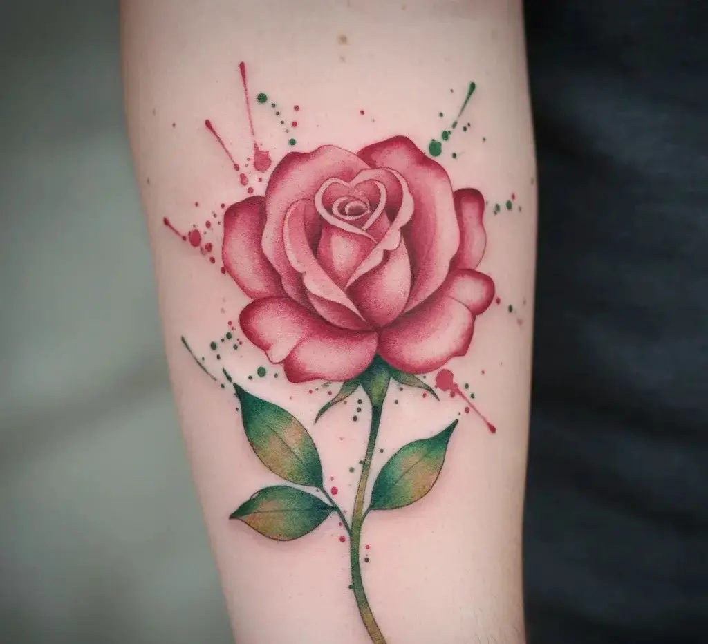 Watercolor Rose Tattoo