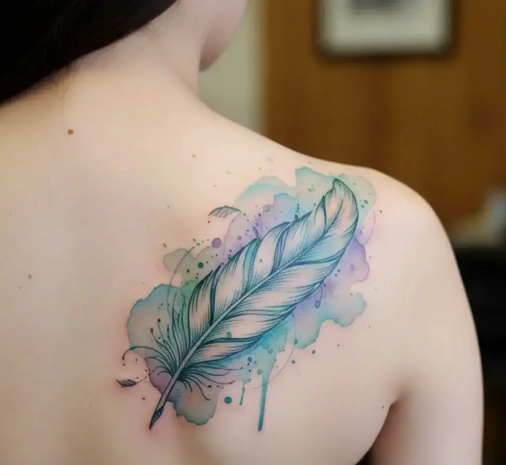 Watercolor Splash Feather