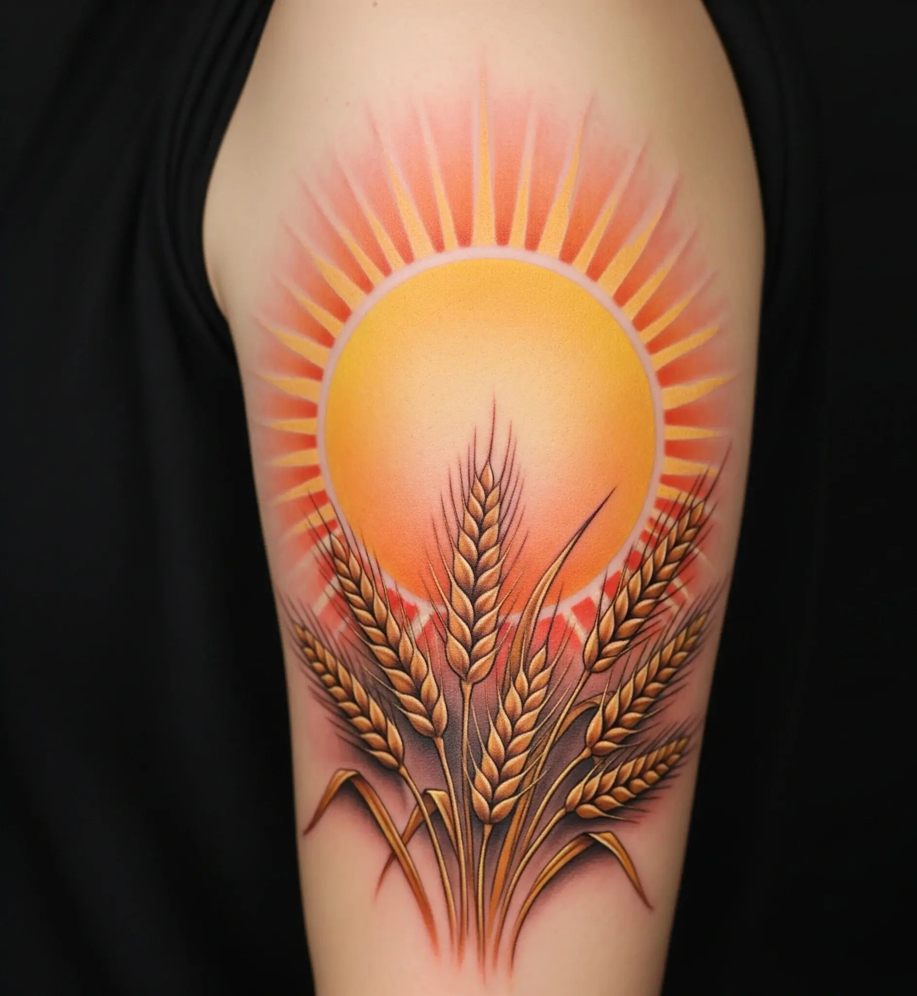 Wheat and Sun Tattoo