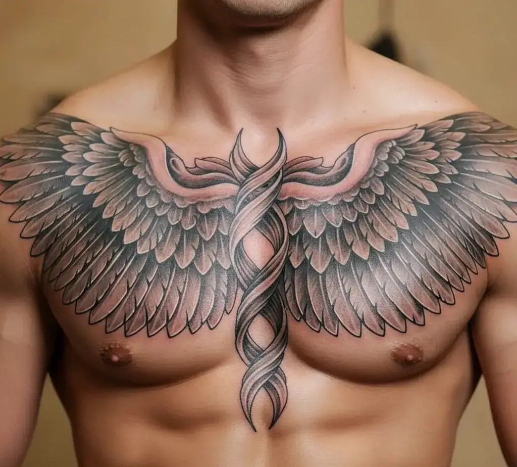 Wings Spanning Across the Chest