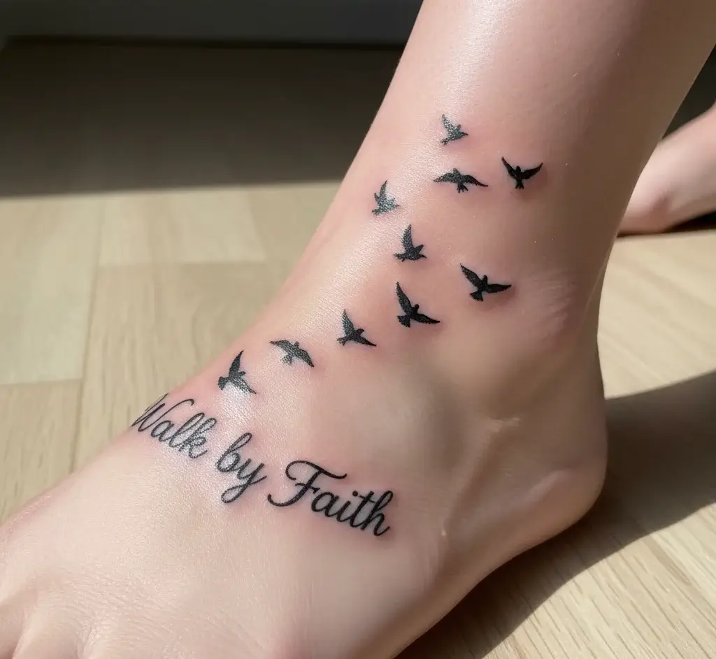 Birds Flying with the Words