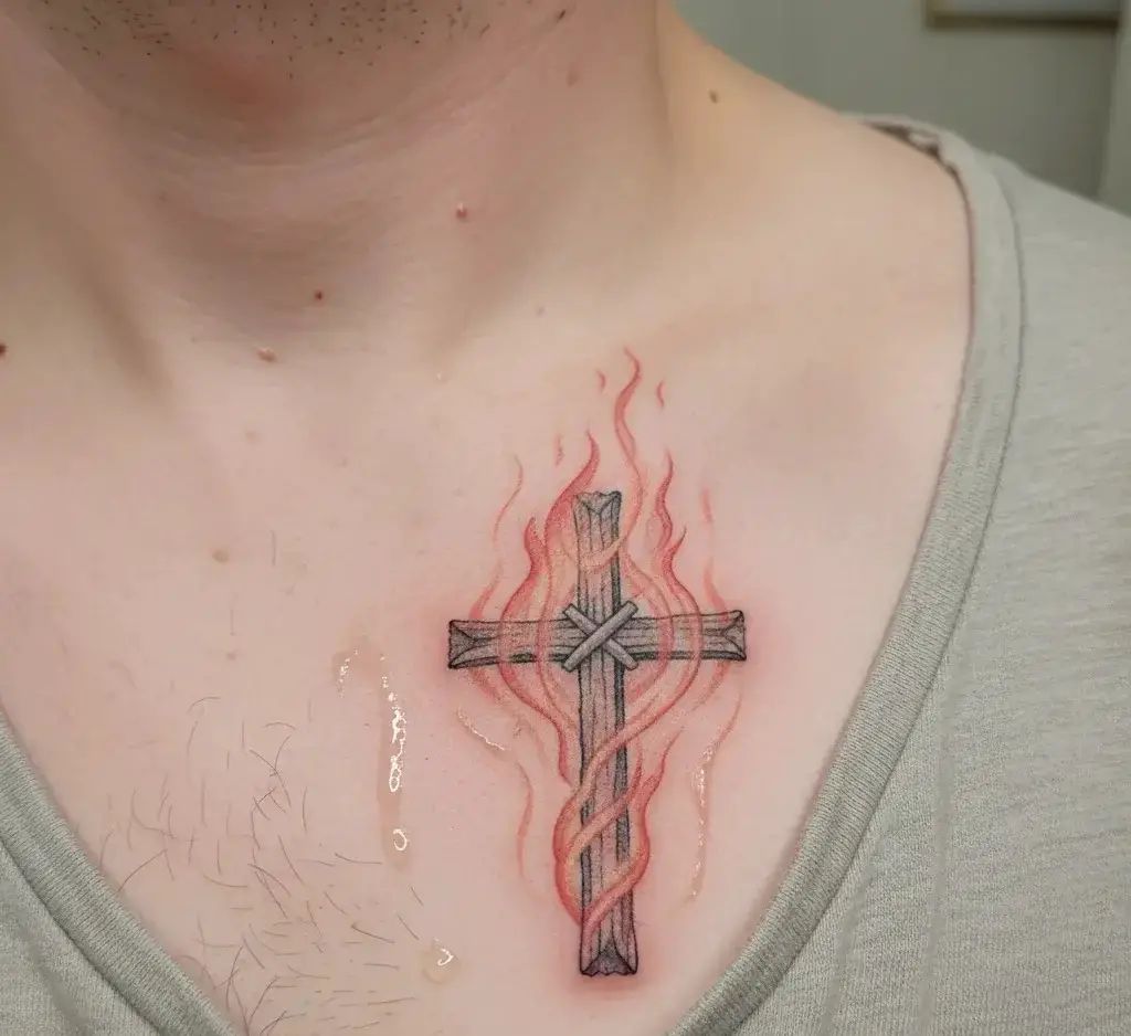 Burning Cross Tattoo