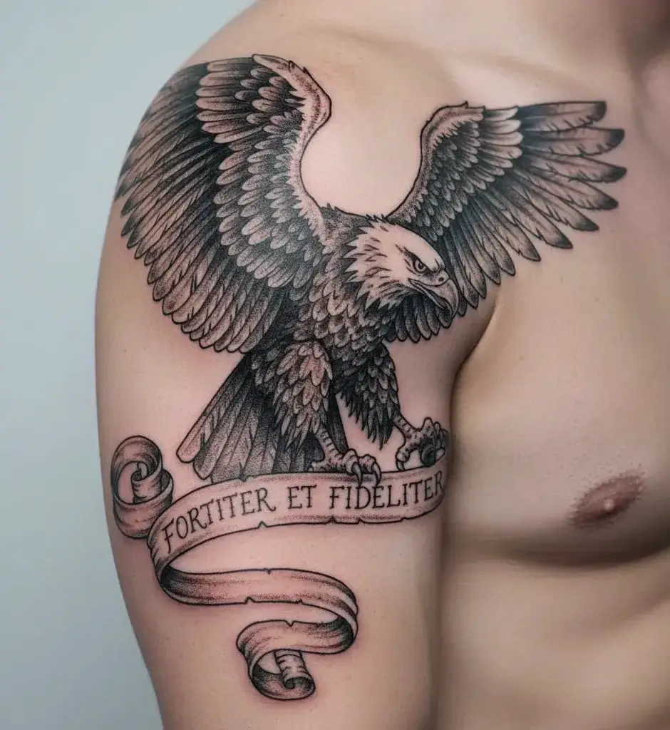 Eagle Clutching a Banner