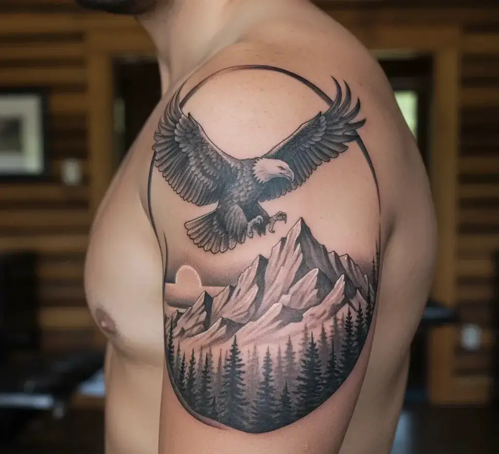 Eagle and Mountain Landscape