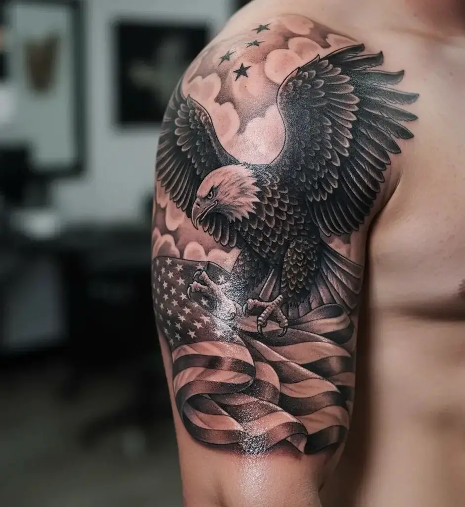 Eagle with American Flag