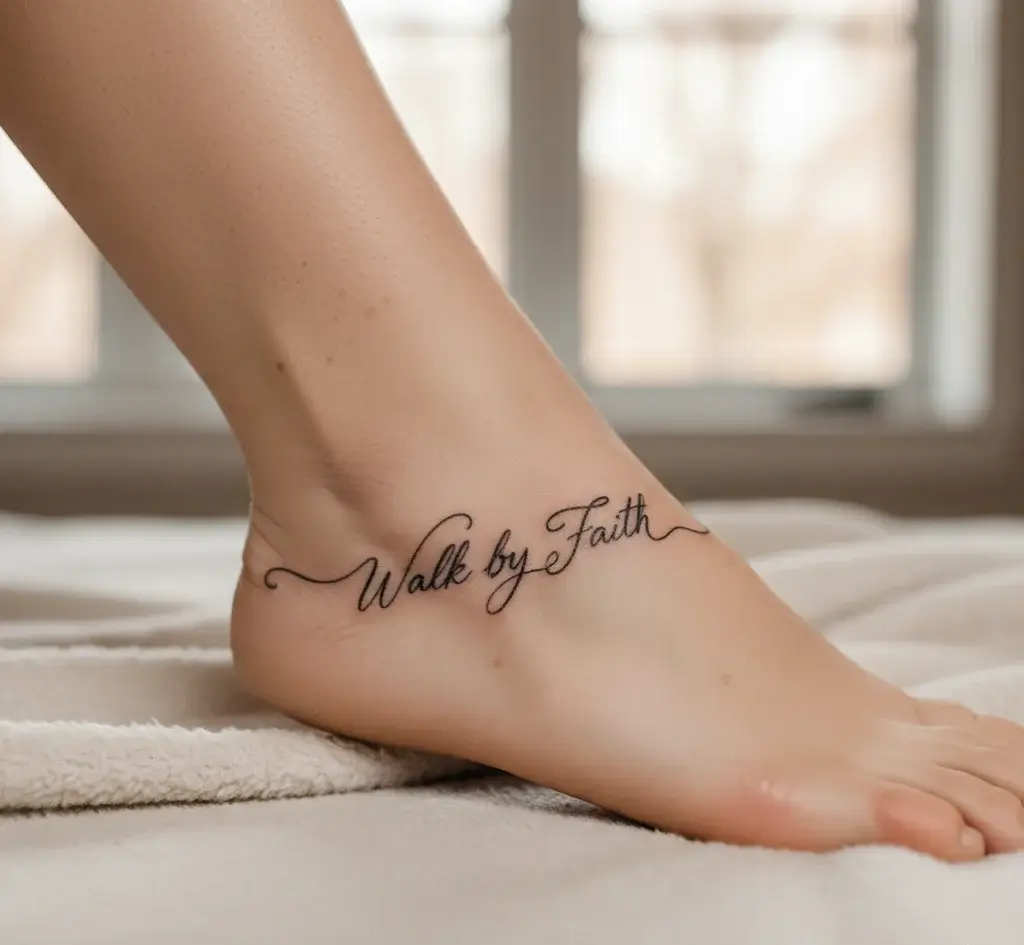 Elegant Script Across the Side of the Foot