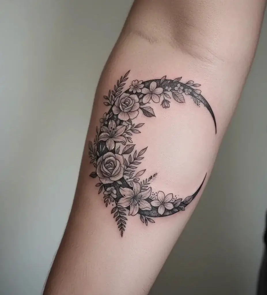 Floral Crescent Moon