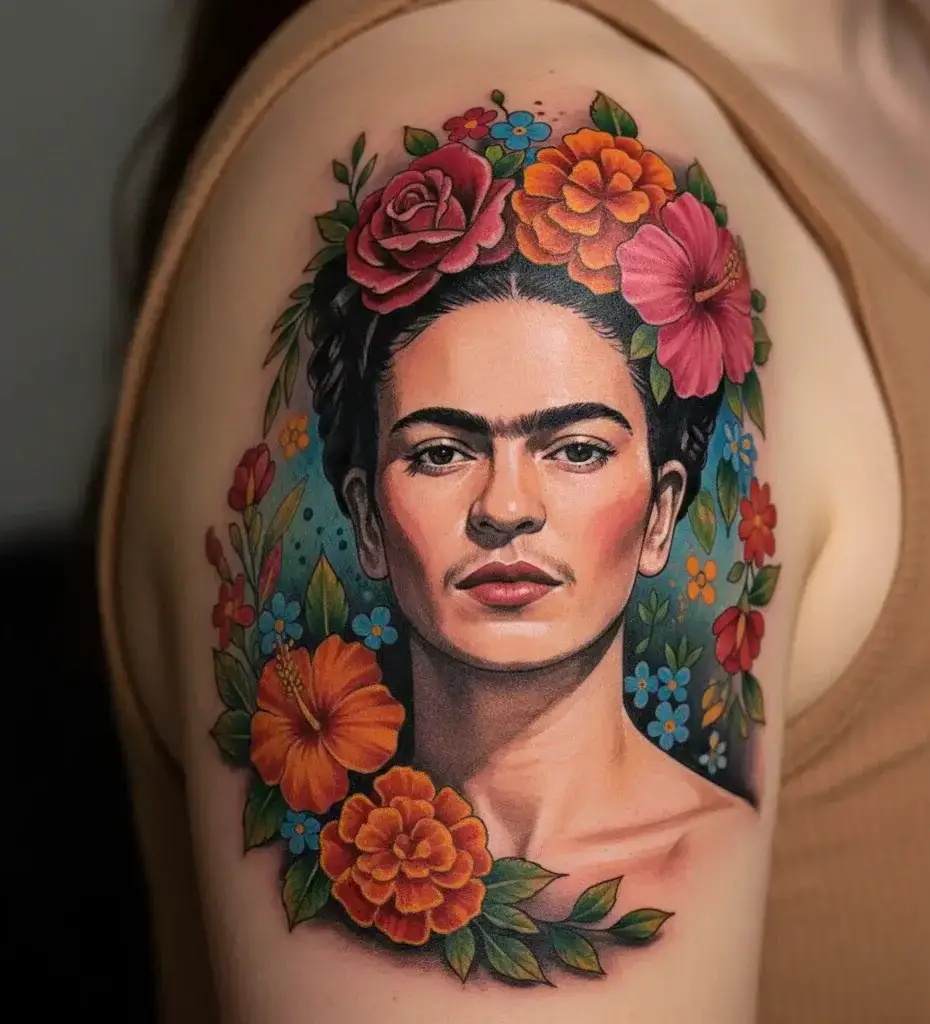Floral Frida Tattoo