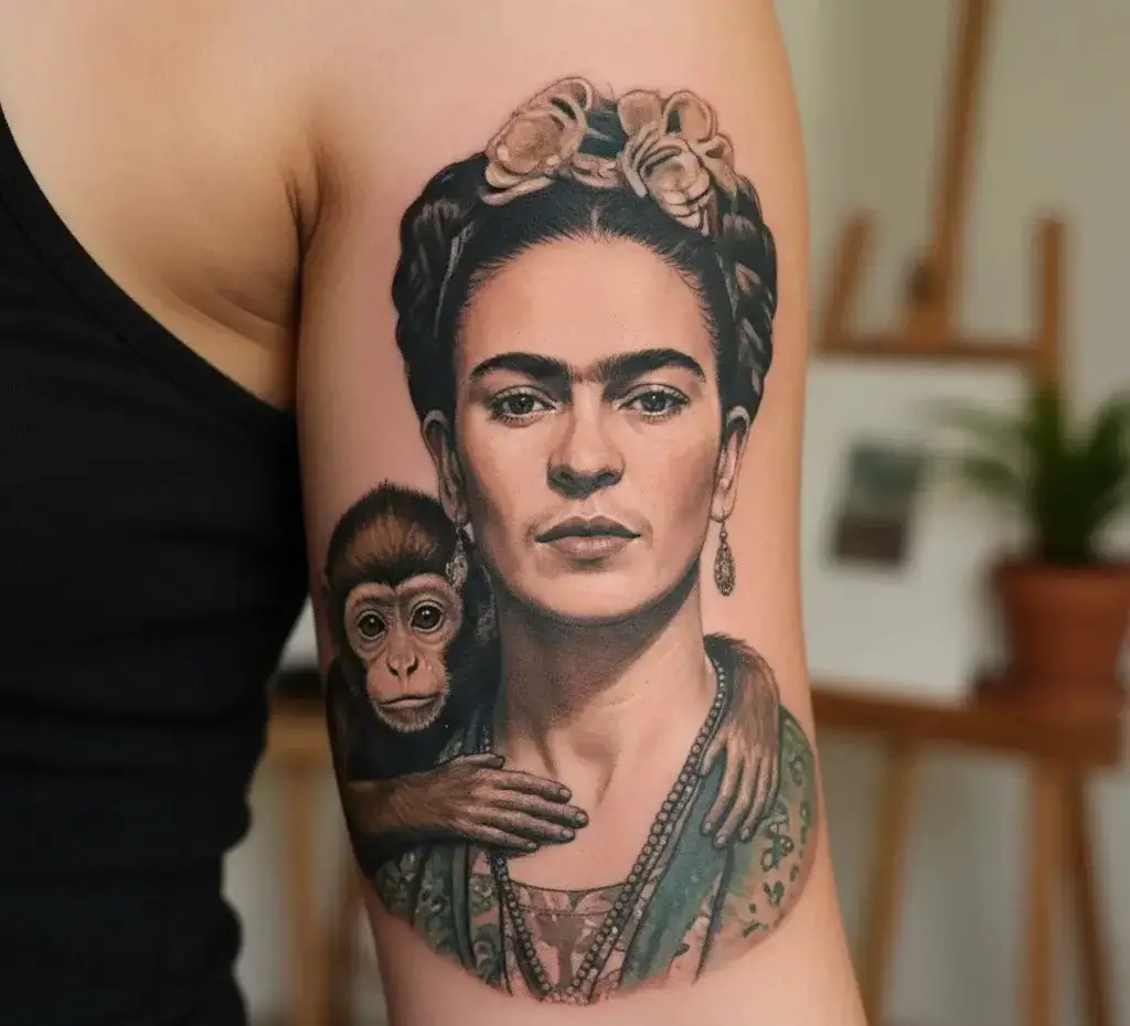 Frida and Monkey Tattoo