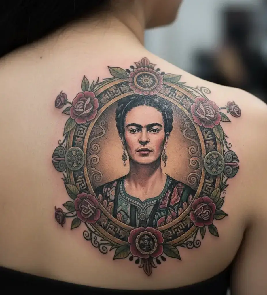 Frida’s Portrait in Frame Tattoo
