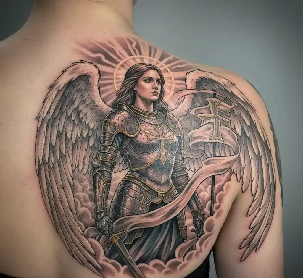 Joan with Angel Wings Tattoo