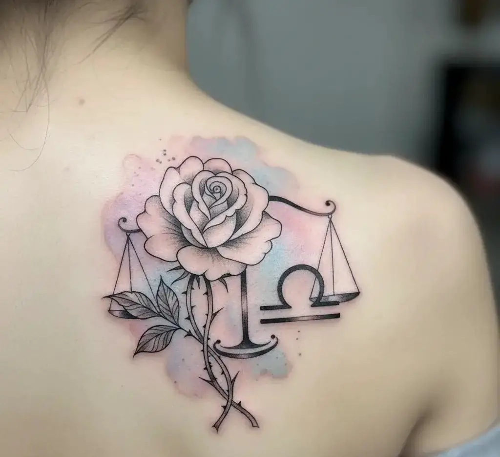 Libra Birth Flower Tattoo