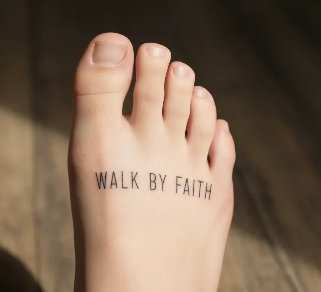 Minimalist Lettering on the Top of the Foot