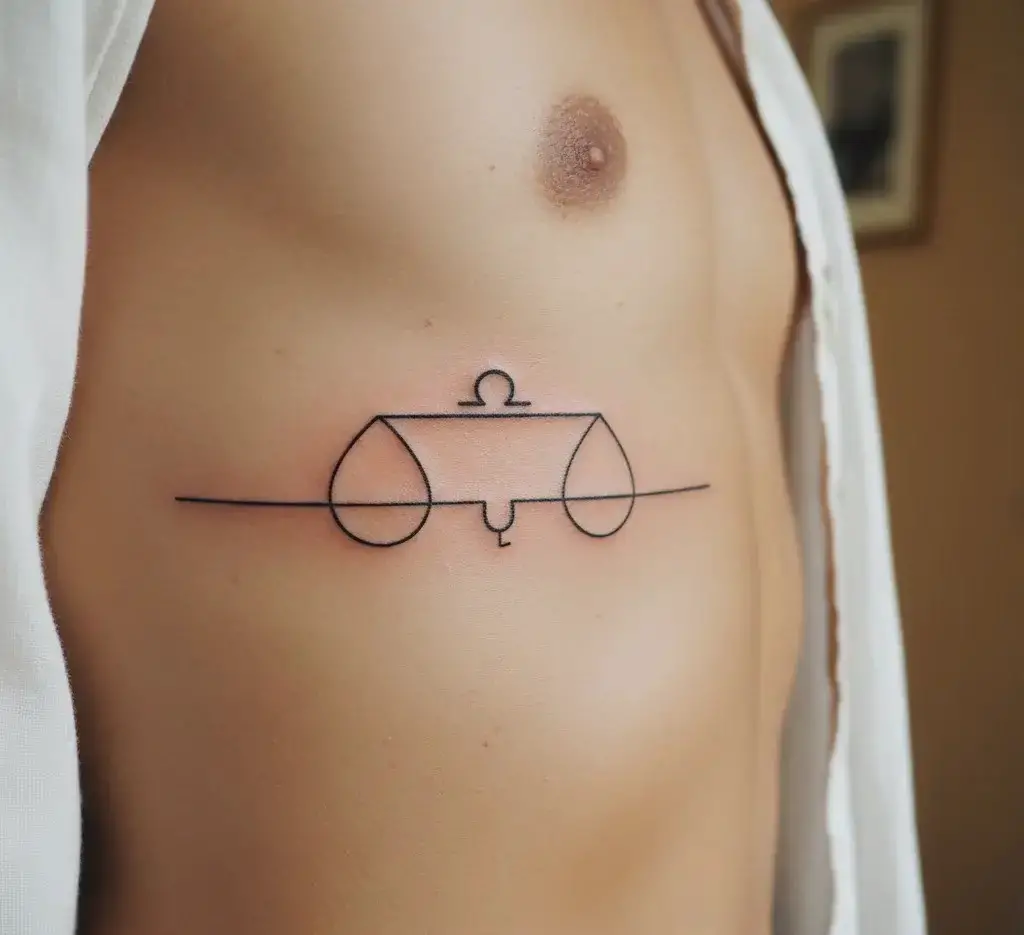 Minimalist Line Libra Tattoo