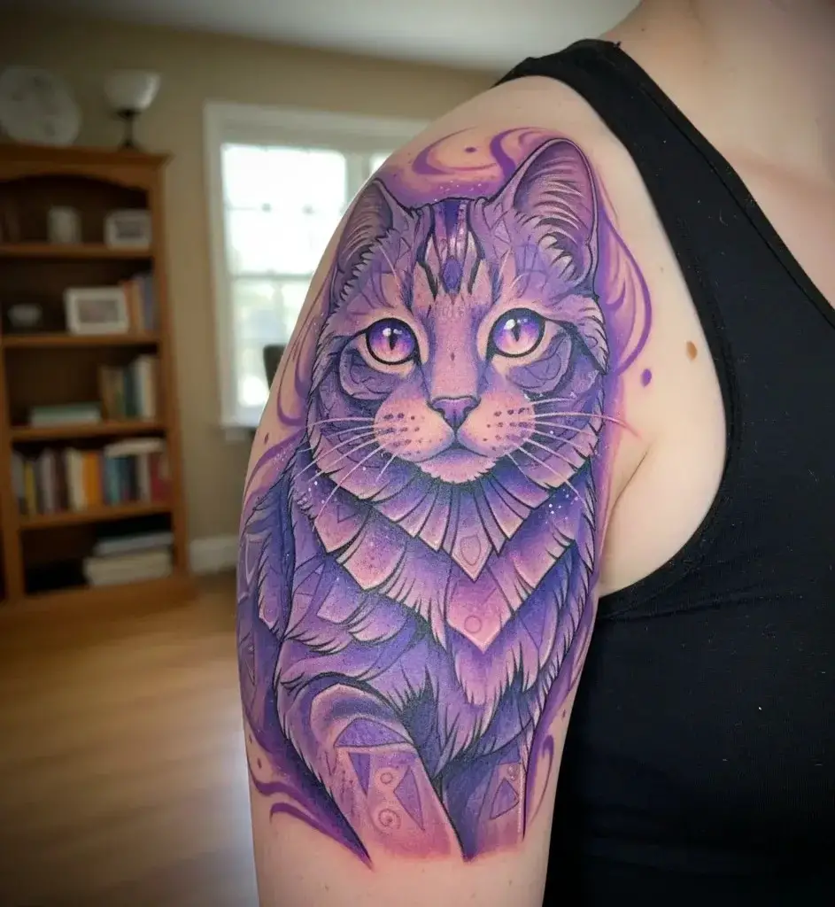 Purple Cat Tattoo