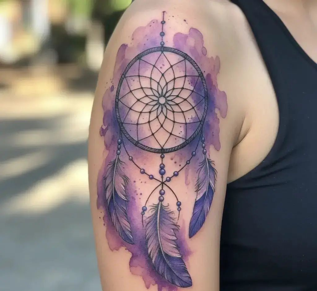 Purple Dreamcatcher Tattoo