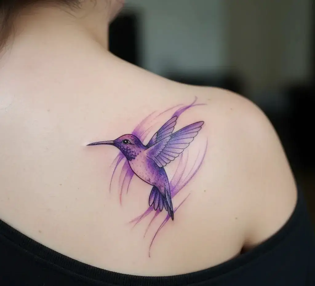 Purple Hummingbird Tattoo