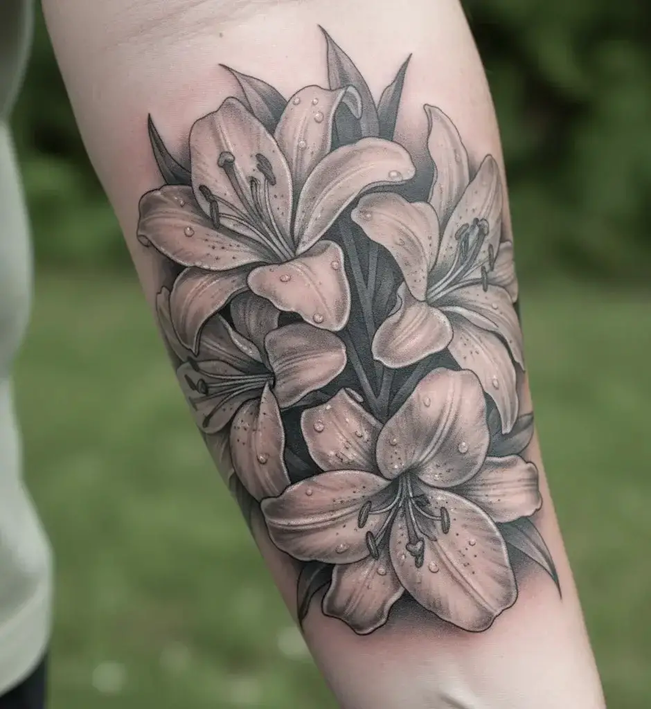 Realistic Lily Tattoo