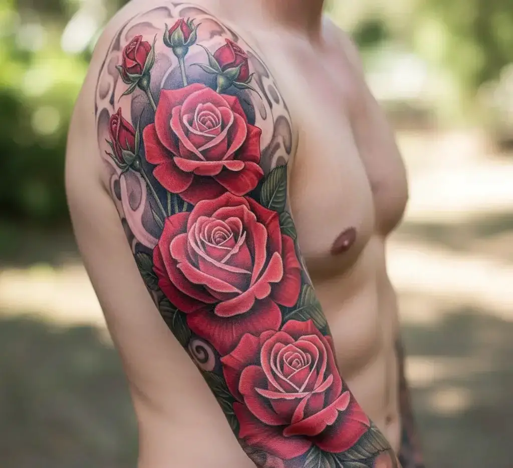 Realistic Red Rose Sleeve