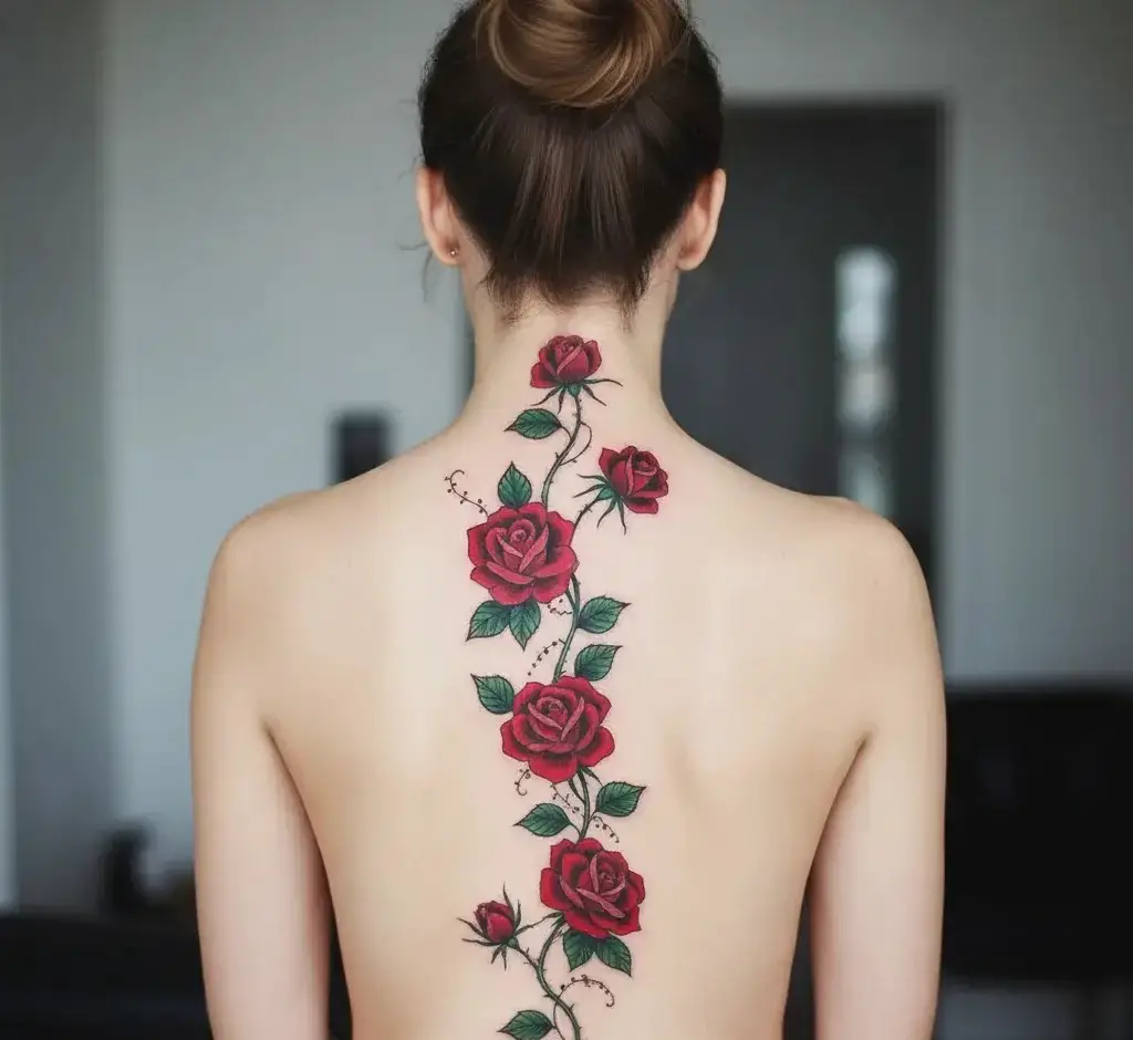 Red Rose Vine on the Spine