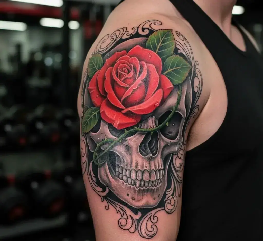 Red Rose and Skull