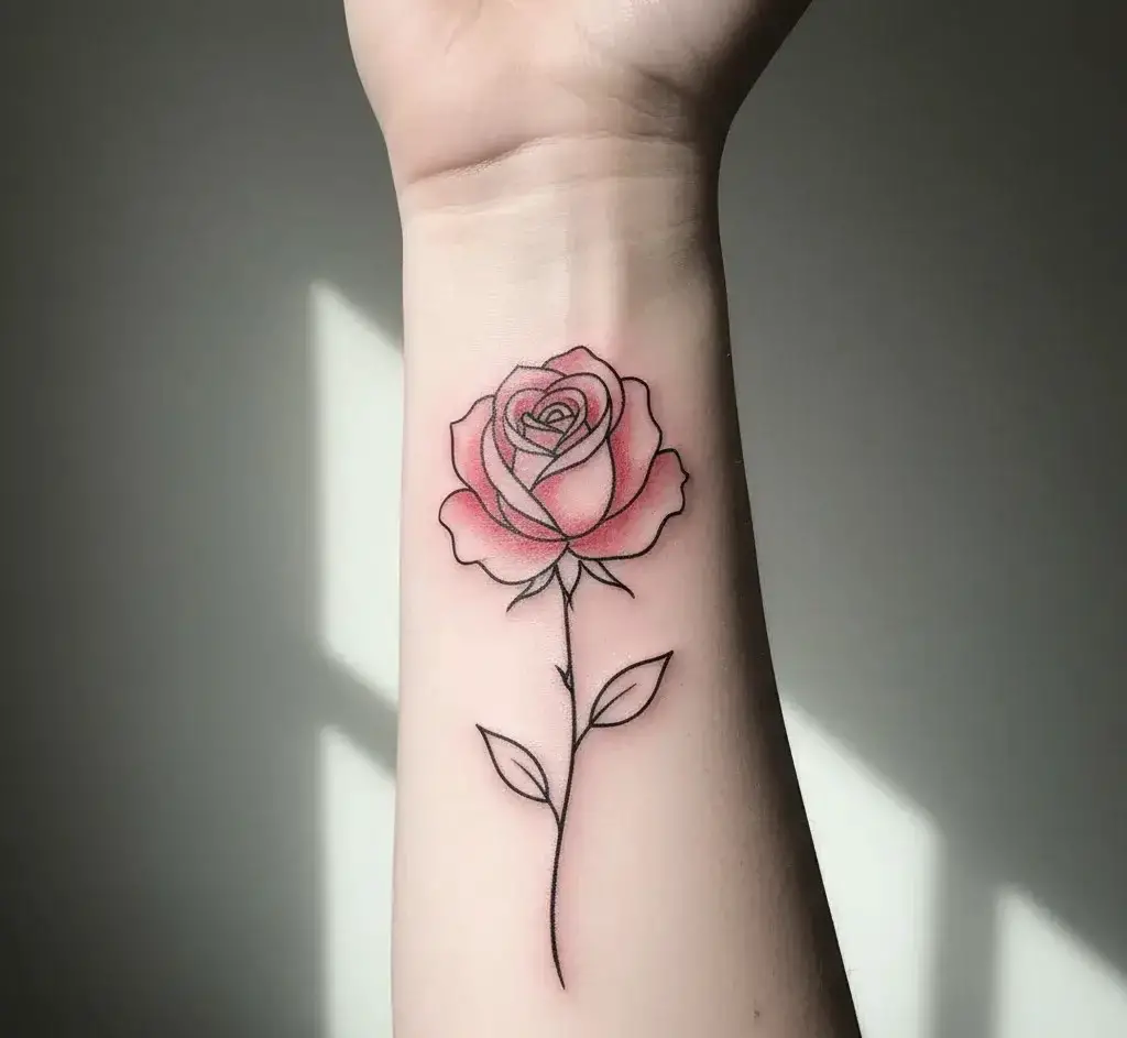 Single Line Red Rose