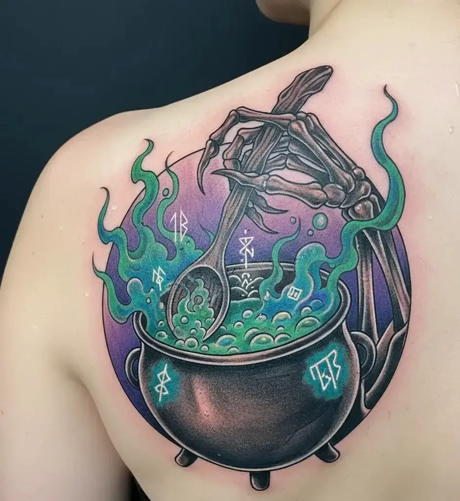 Skeleton Hand Stirring the Cauldron