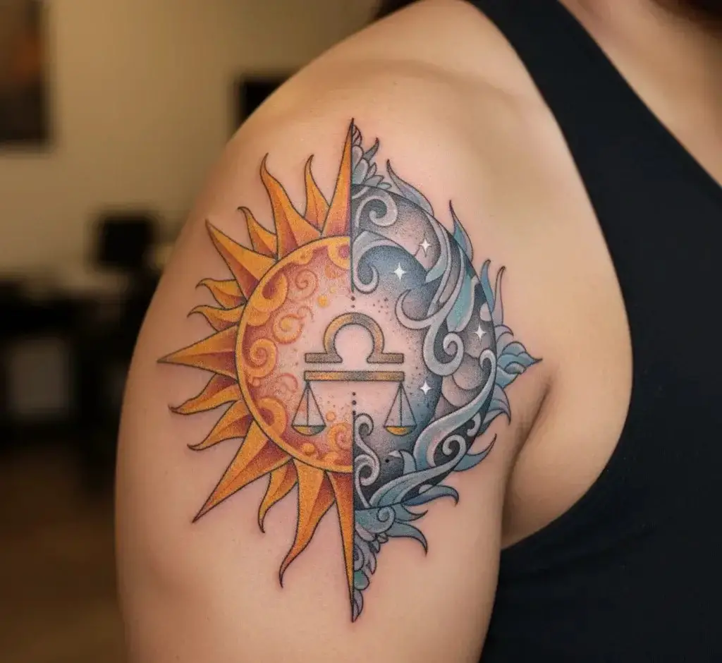 Sun and Moon Libra Tattoo