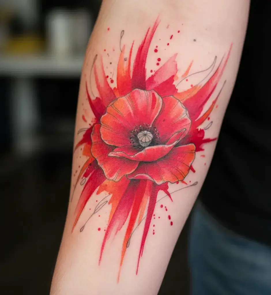 Watercolor Poppy Splash