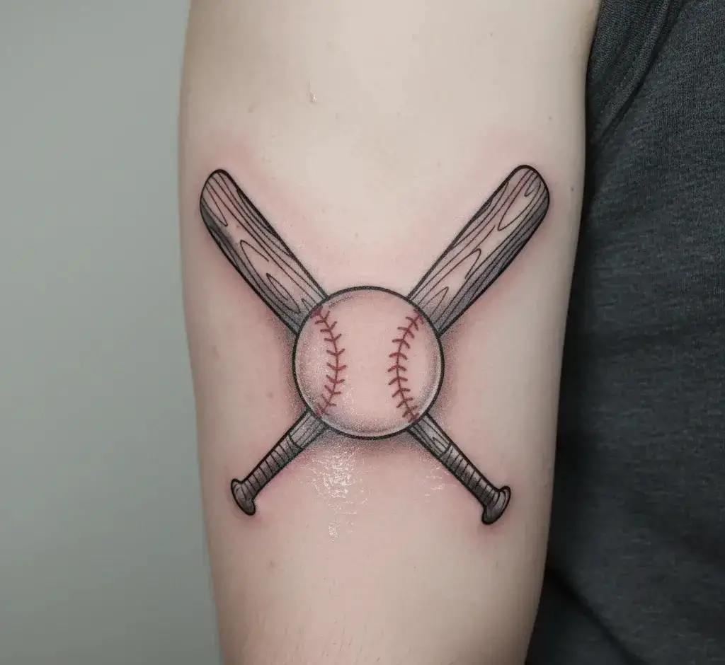 Baseball Bat and Ball Crossed