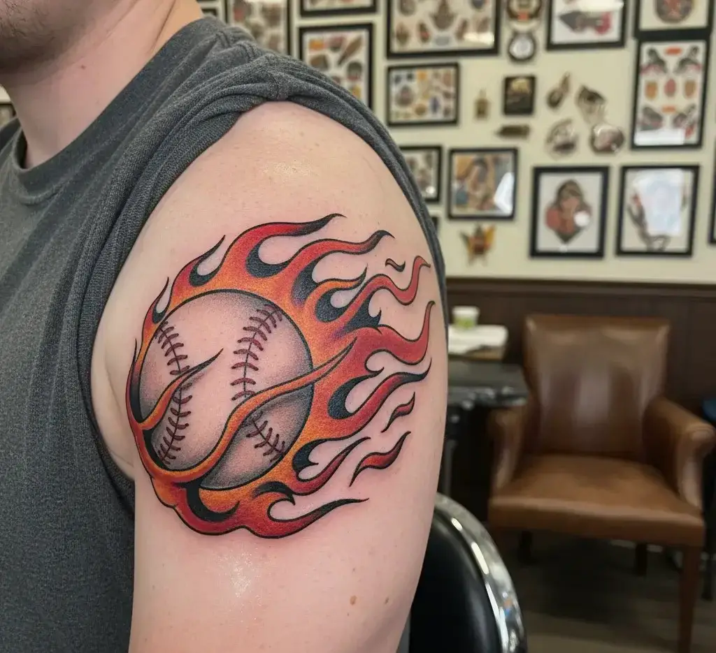 Baseball With Flames
