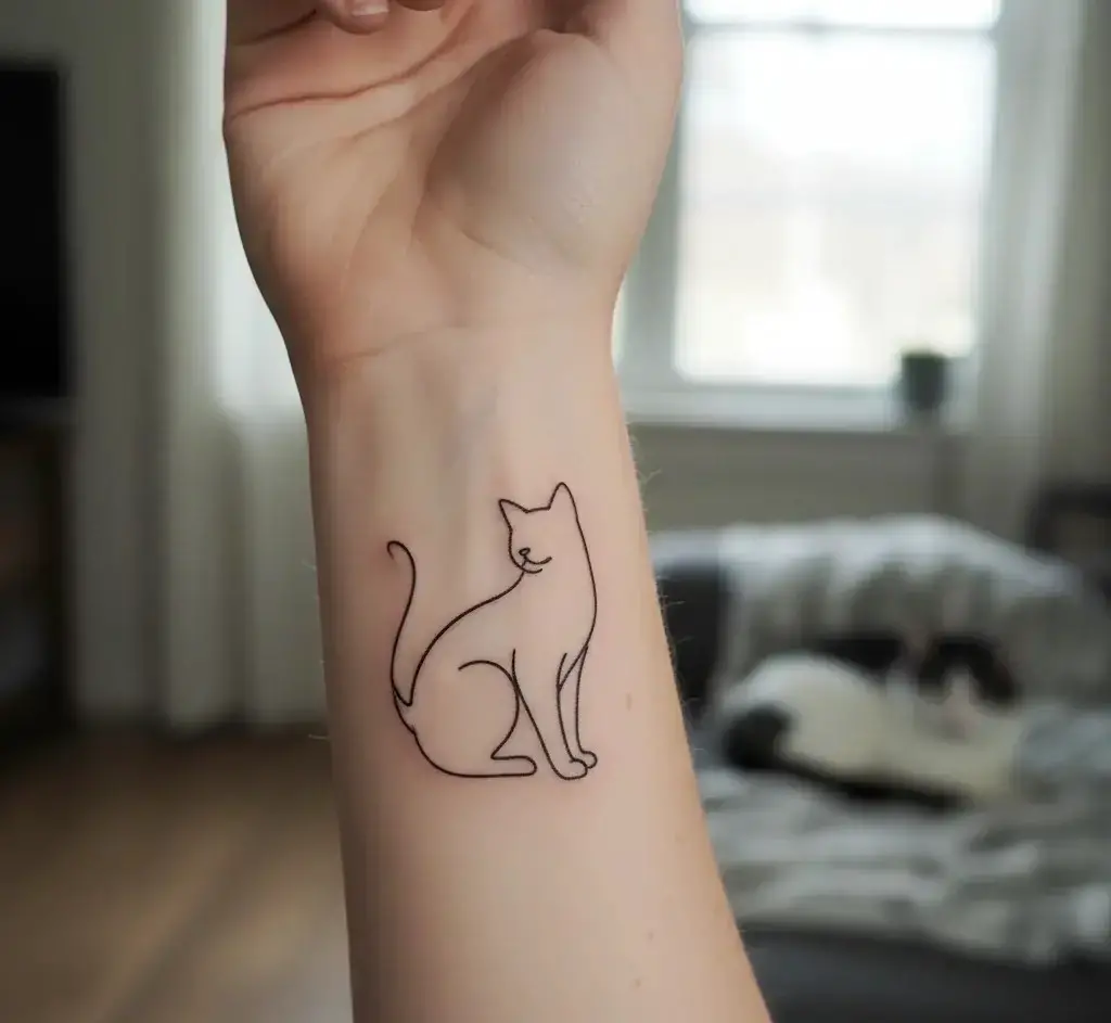 Cat Outline Tattoo