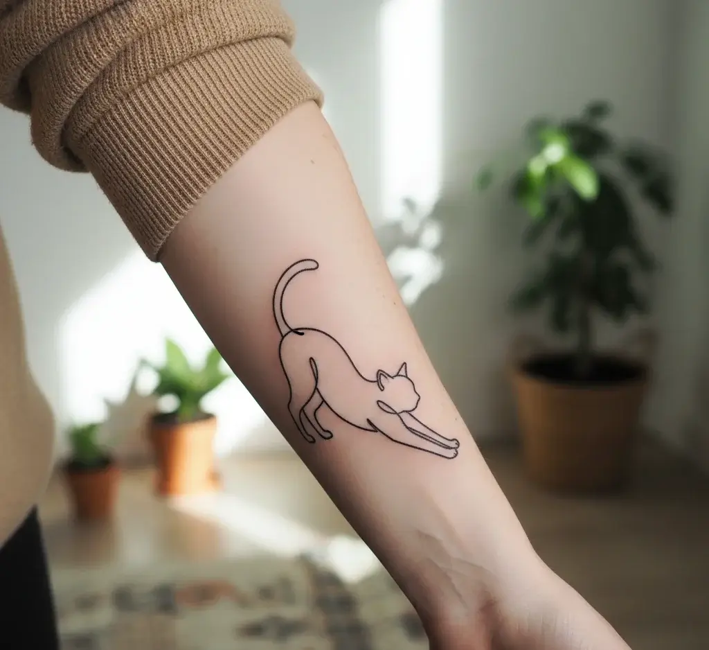 Cat Outline Tattoo