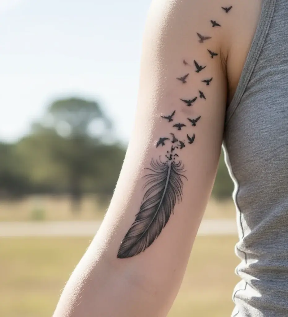 Feather Transforming into Birds