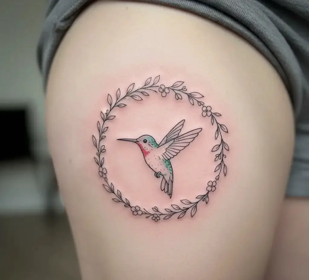 Floral Frame Hummingbird