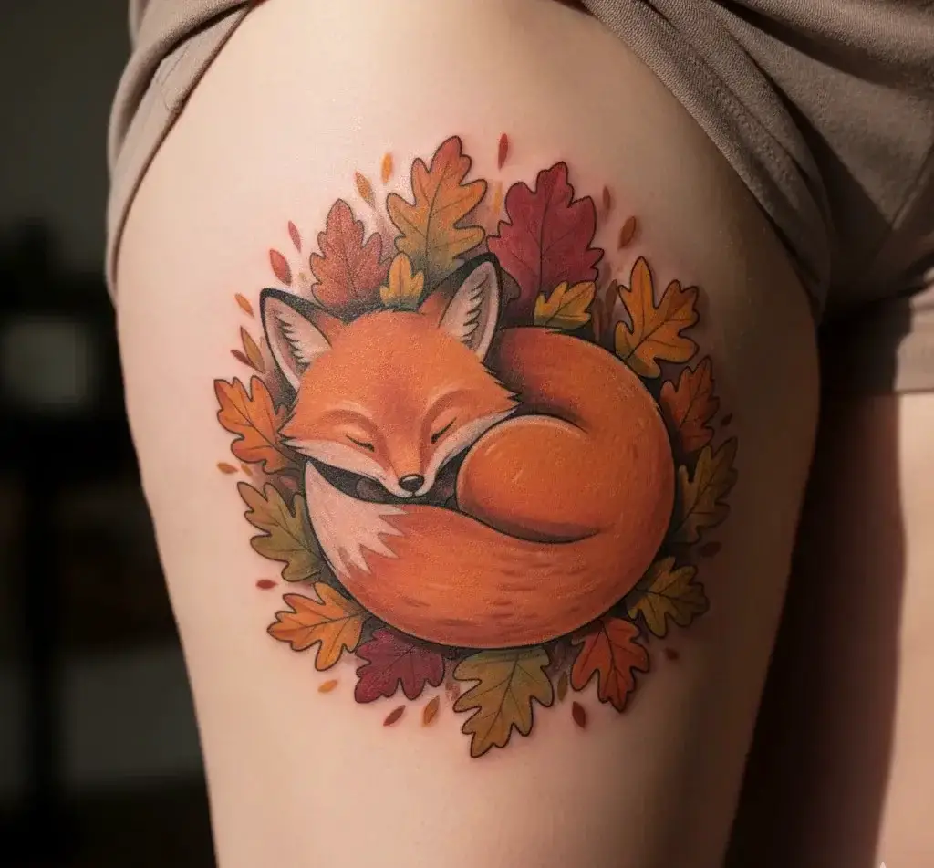 Fox in Fall Leaves