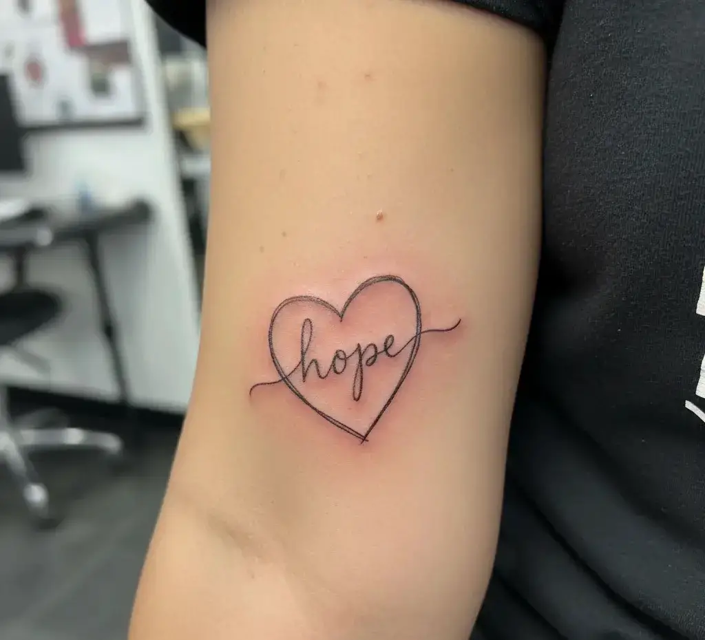 Handwritten Word Inside a Heart Outline