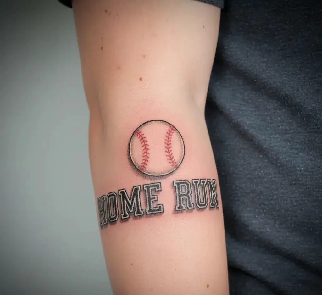 Home Run Text Tattoo
